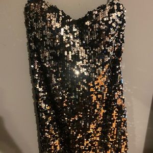 Strapless sequined dress